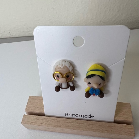 pinocchio and geppetto Clay Earrings - Picture 5 of 6